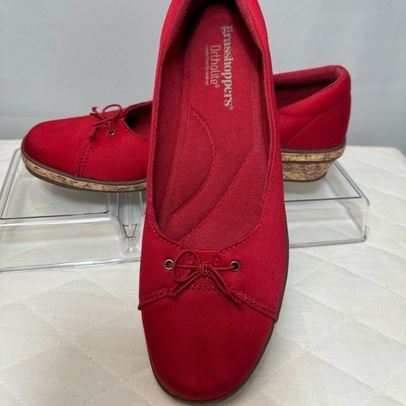Grasshoppers Womens Size 8.5 M Wedge Cork Heel Slip On Canvas Shoes Padded Comfy